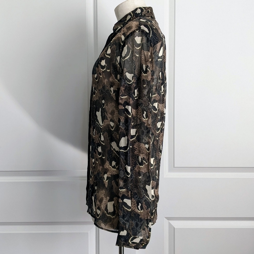 Just Cavalli Button Front 100% Silk Sheer Animal Reptile Print Sheer S IT40 NWT - Picture 11 of 15